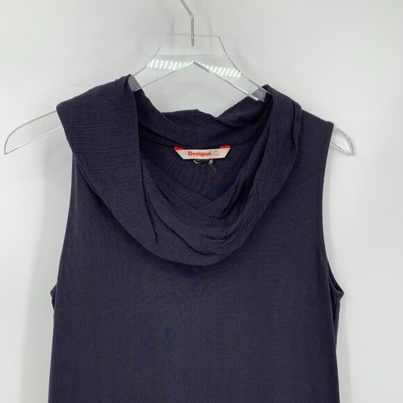 Desigual boho shift dress black sleeveless cowl neckline fringe embroidery Large - Picture 3 of 6